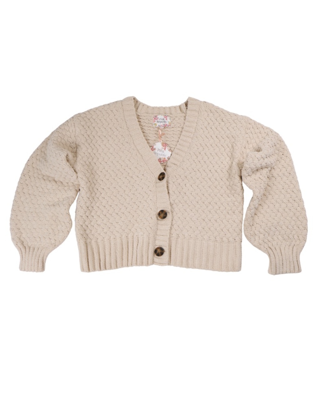 Pink Republic NWT Cream Textured Knit Cardigan Sweater Medium Cozy